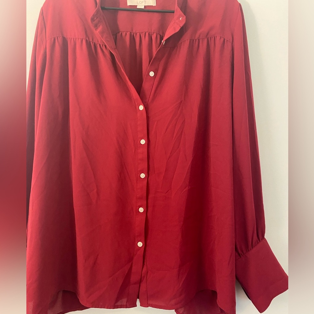 LOFT women’s top size XXL button up in cranberry red